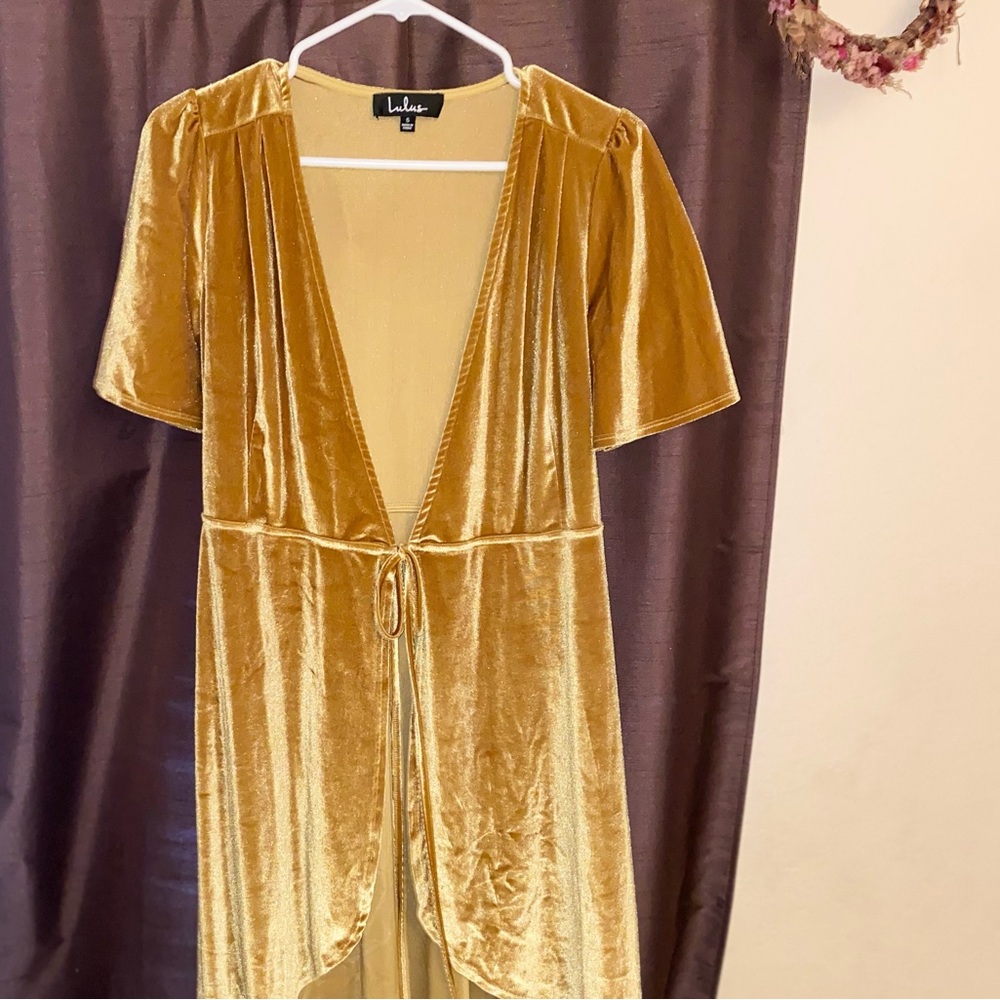 Lulus Velvet Wrap Dress, Size S - Picture 2 of 5